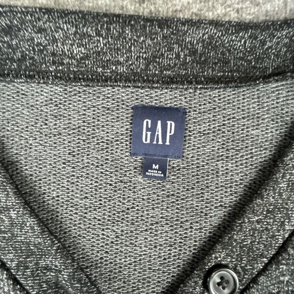 Gap Marled Henley V-Neck Shirt Womens Sz Medium Gray Long Sleeve Button Top - Picture 3 of 9